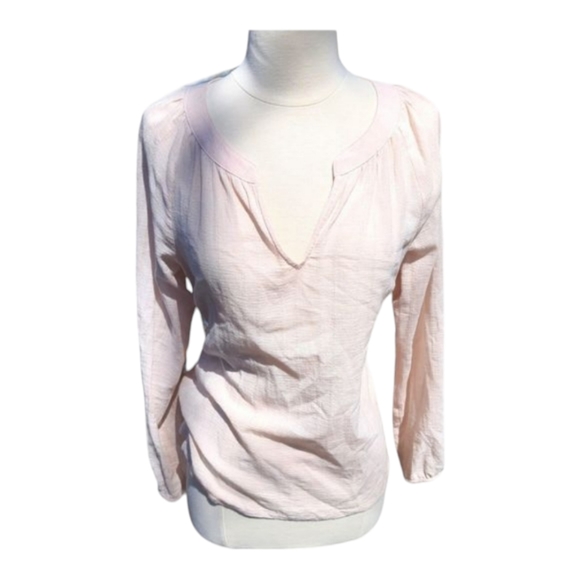 Cynthia Rowley Blush Pink Popover Blouse Lightweight Gauzy Spring V Neck Top EUC - Picture 6 of 11